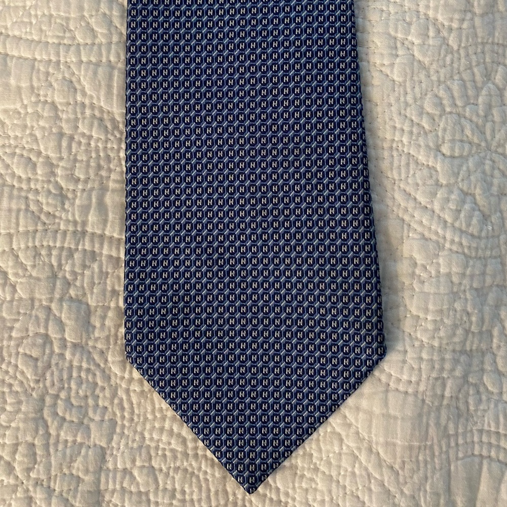 Hermes 100% Silk Blue Tie